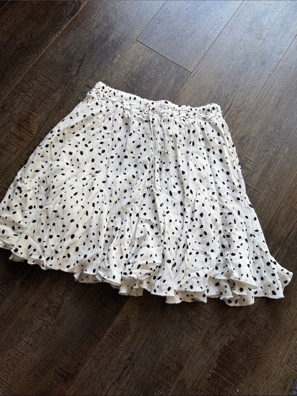 White Black Dot Ruffle Skater Skirt